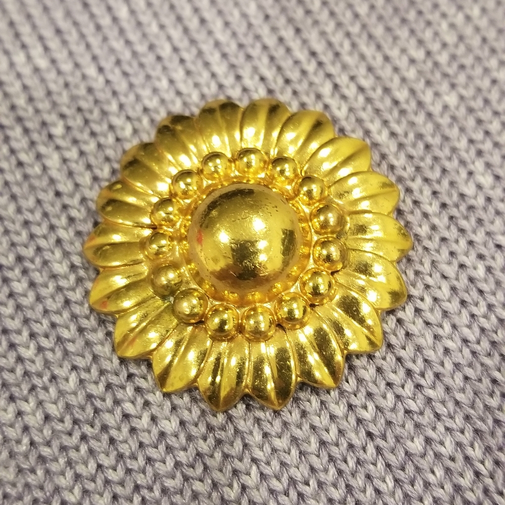 Vintage Monet Radiant Gold Dress Or Scarf Clips Sunflower Style - Picture 3 of 4